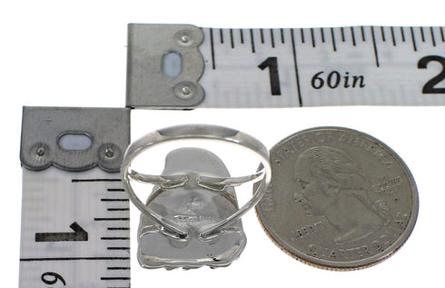 Turquoise Opal Genuine Sterling Silver Southwestern Flower Ring Size 4-3/4 YX83194